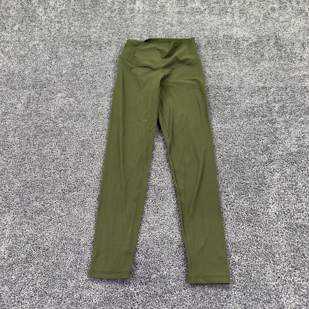 OFFLINE By Aerie Leggings Womens Small Green Ribbed High Rise Ankle Yoga